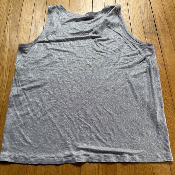 Eileen Fisher Size XL Silver Gray Metallic Linen Lightweight Sleeveless Tank Top - Picture 7 of 9